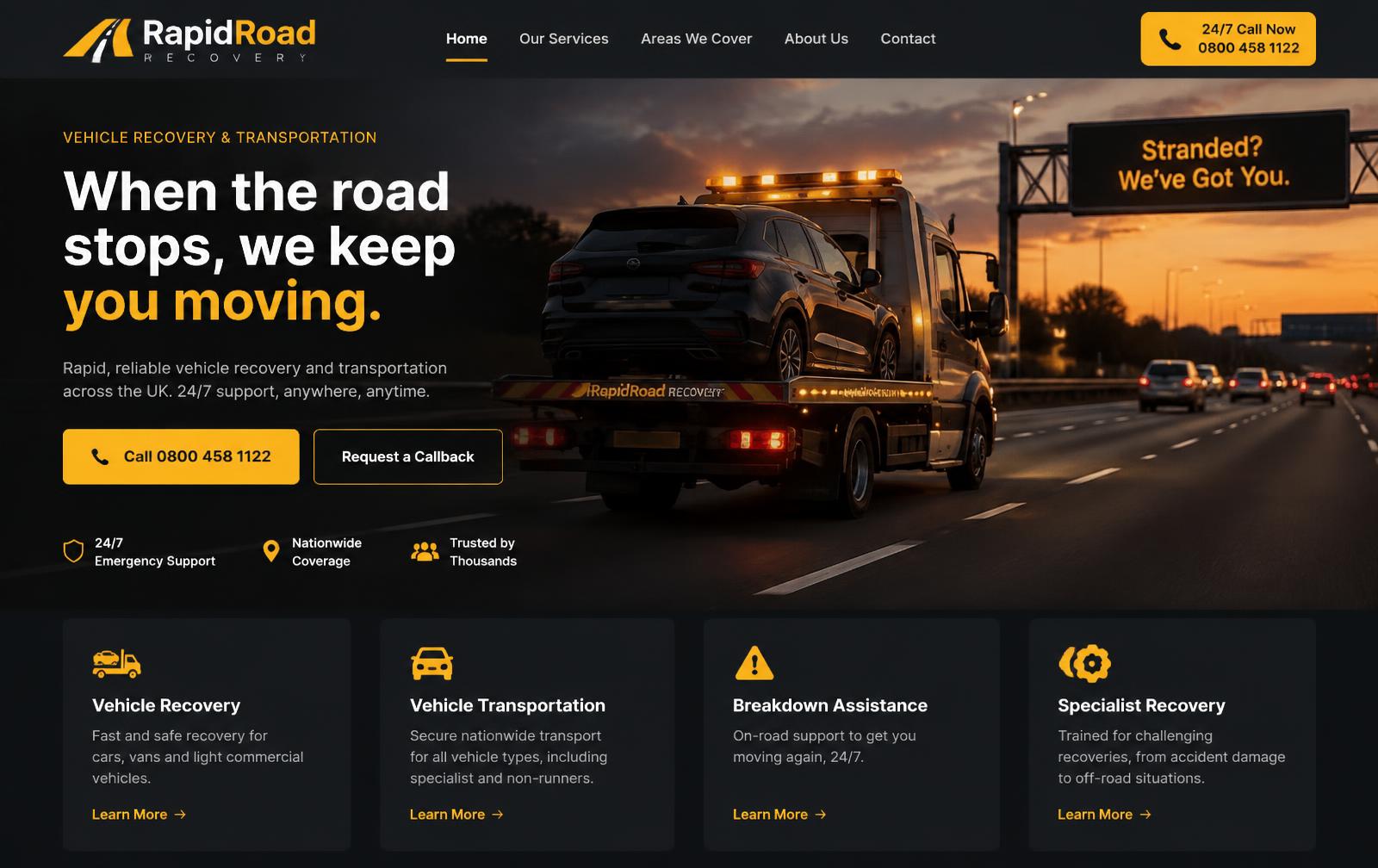 Design concept: vehicle recovery website